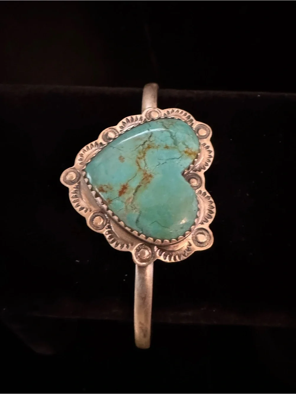 Kingman Turquoise Heart sterling Silver Cuff Bracelet - Women's Jewelry
